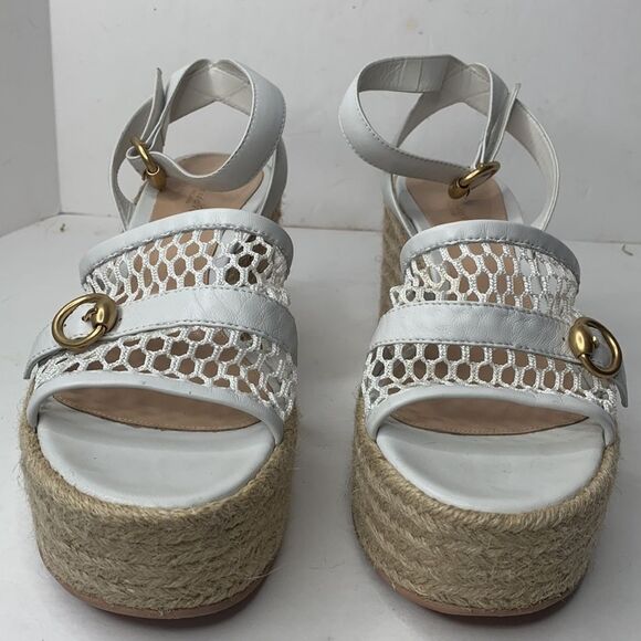 Gianvito Rossi Solana Buckle Napa wedge white leather platform wedge sandals - Picture 6 of 15